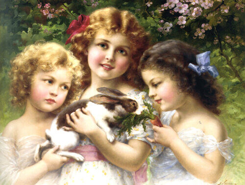 Reprodukcja obrazu – „Dziewczęta z królikiem”