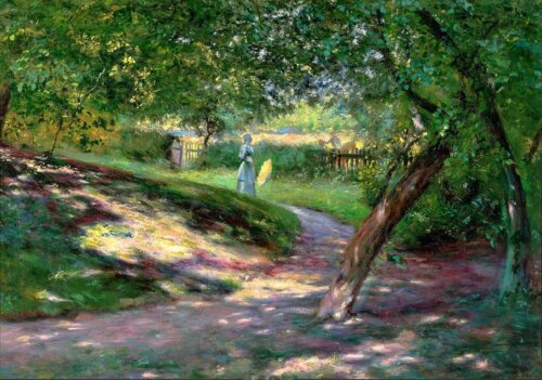 Reprodukcja obrazu „W ogrodzie” – Władysław Podkowiński