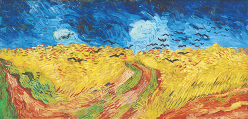 Ekspresyjny pejzaż pole pszenicy i czarne ptaki reprodukcja Pole pszenicy z krukami Vincent van Gogh na płótnie